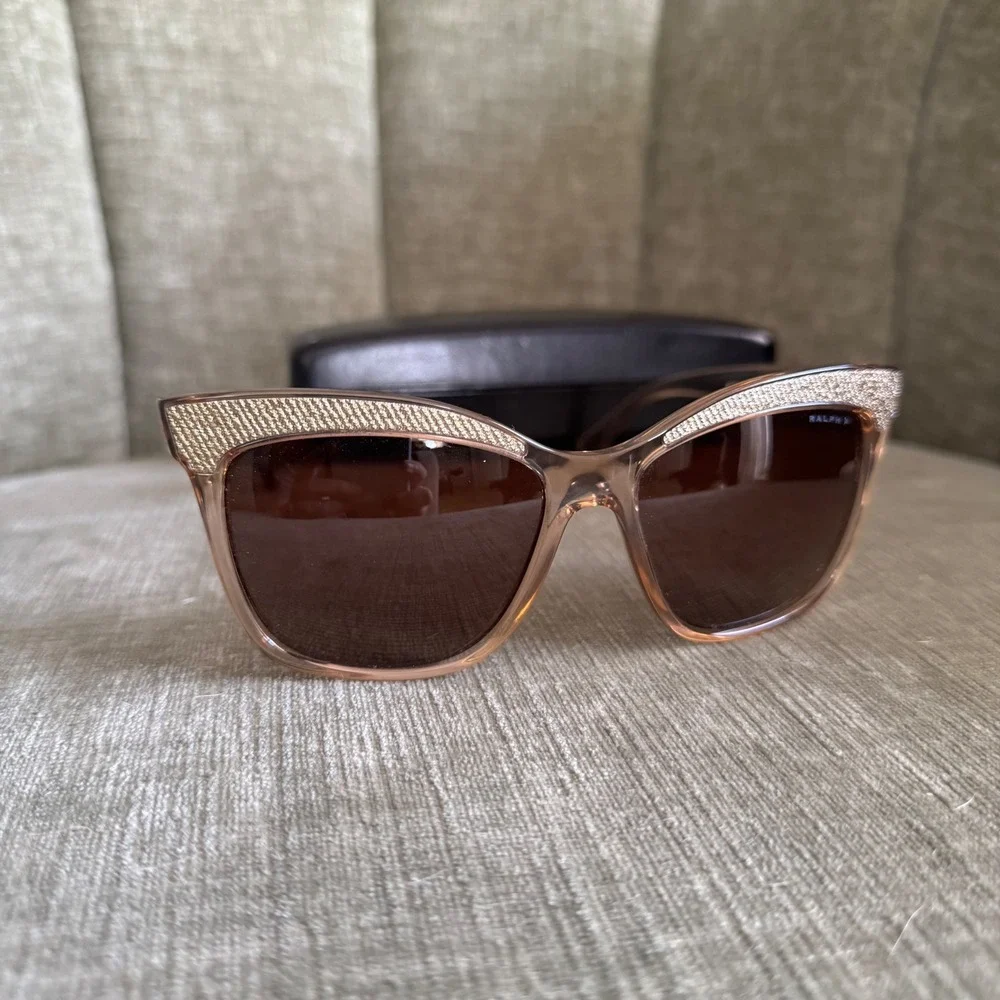 Ralph Lauren Cat Eye Sunglasses RA5235 Beige Frame Brown Gradient Lens Polarized